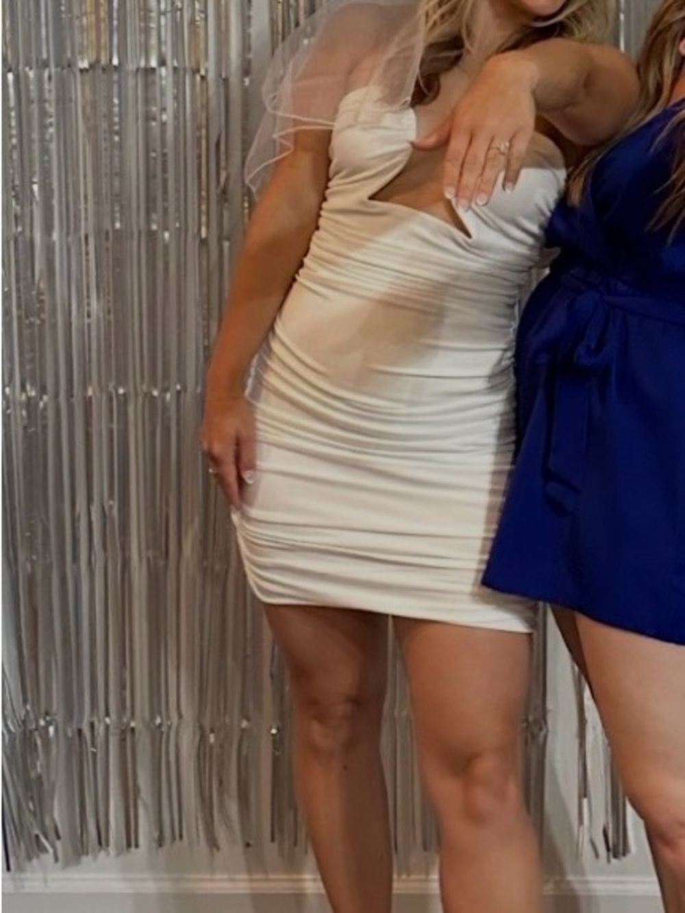 Ruched White Mini Skirt - Sleek Bodycon Style